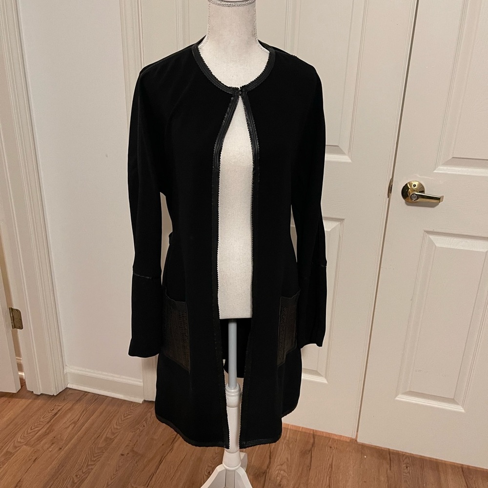 Tahari Cardigan with Leather pockets